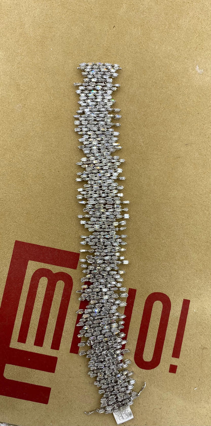 Emilio Jewelry 27.00 Carat Tapered Baguette Diamond Bracelet