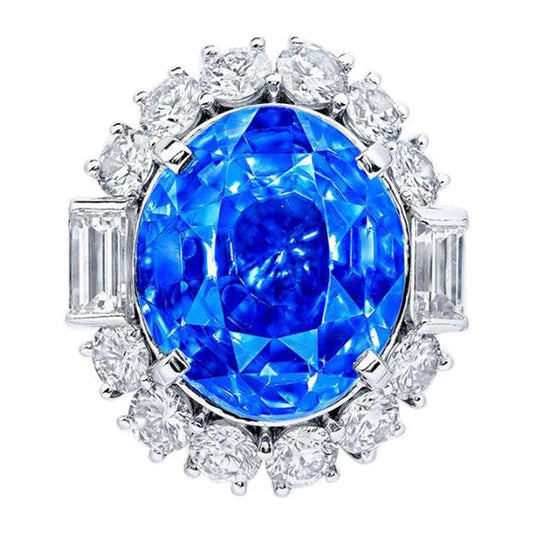 Emilio Jewelry 28.00 Carat No Heat Sapphire Diamond Ring