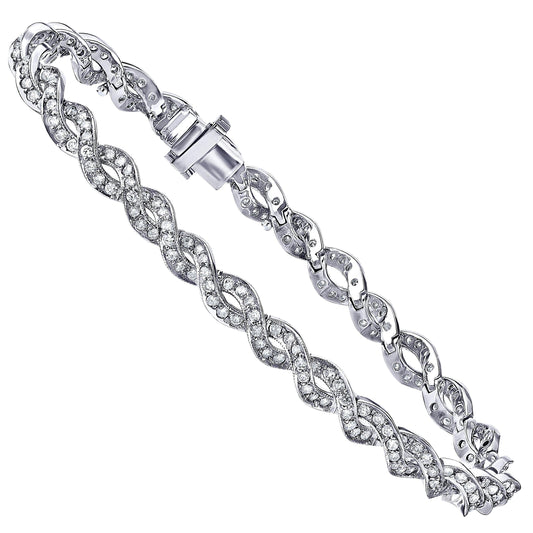 Emilio Jewelry 3.00 Carat Micro Pave Diamond Gold Bracelet