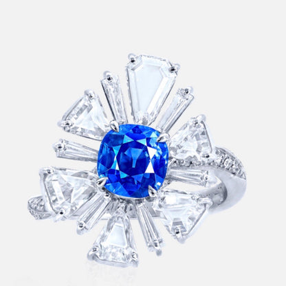 Emilio Jewelry 3.48 Carat No Heat Kashmir Sapphire Diamond Ring