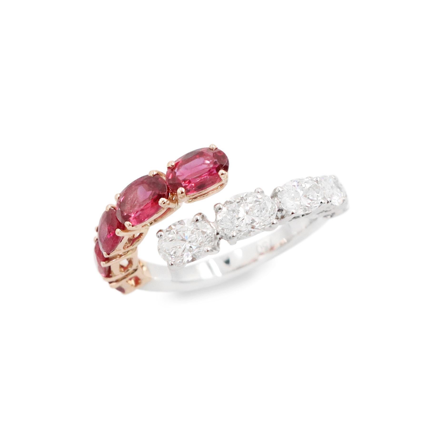 Emilio Jewelry 3.57 Carat Oval Ruby Diamond Band