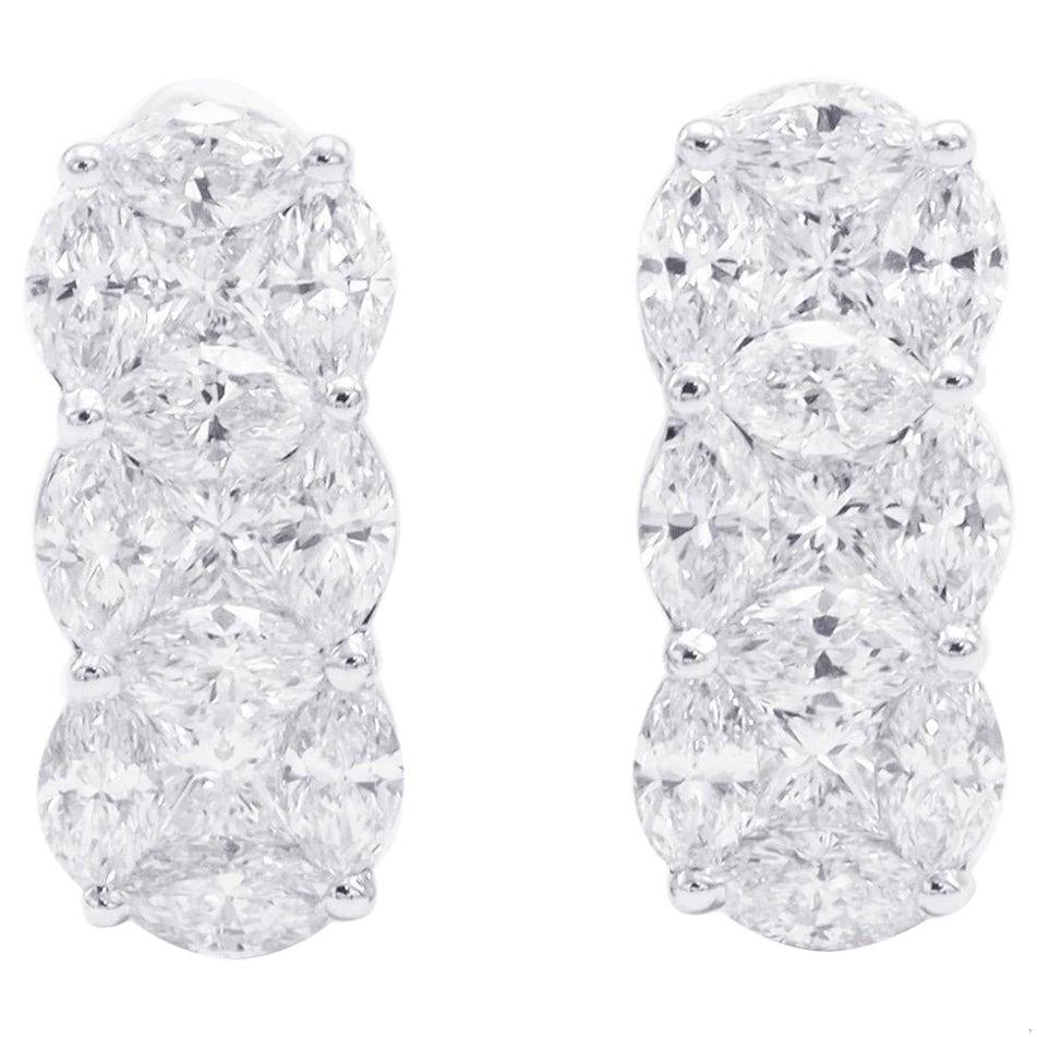 Emilio Jewelry 4.56 Carat Fancy Cut Diamond Huggies