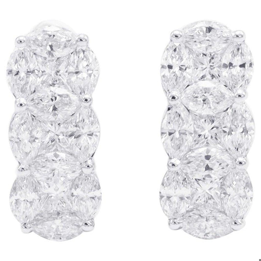 Emilio Jewelry 4.56 Carat Fancy Cut Diamond Huggies