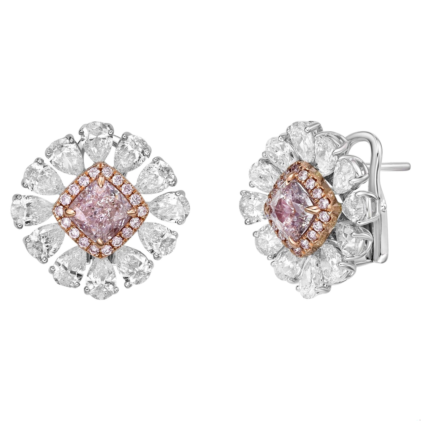 Emilio Jewelry 5.03 Carat Pink Diamond Flower Stud Earrings
