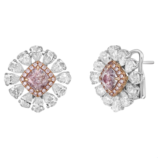 Emilio Jewelry 5.03 Carat Pink Diamond Flower Stud Earrings