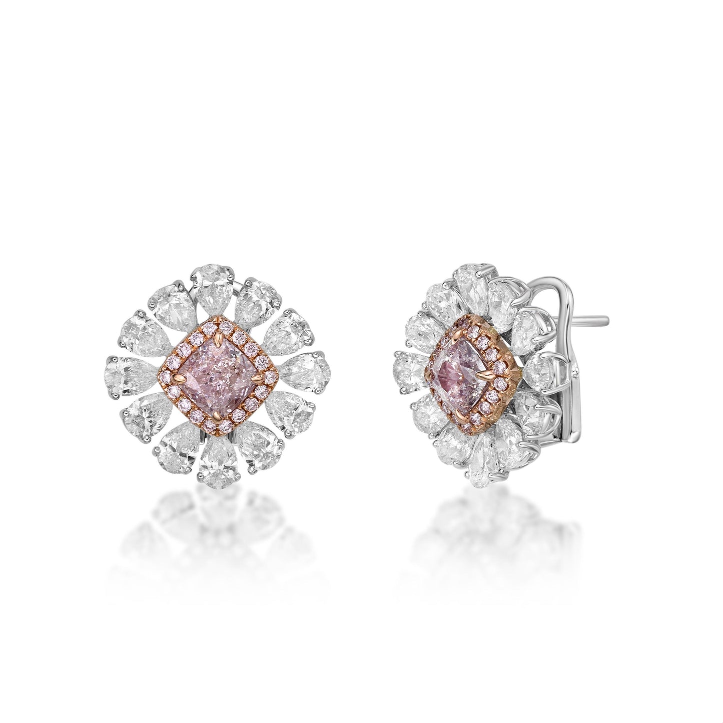 Emilio Jewelry 5.03 Carat Pink Diamond Flower Stud Earrings