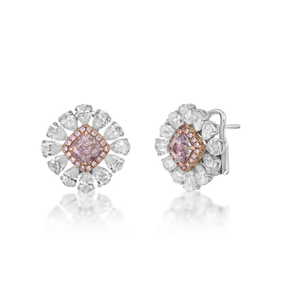 Emilio Jewelry 5.03 Carat Pink Diamond Flower Stud Earrings