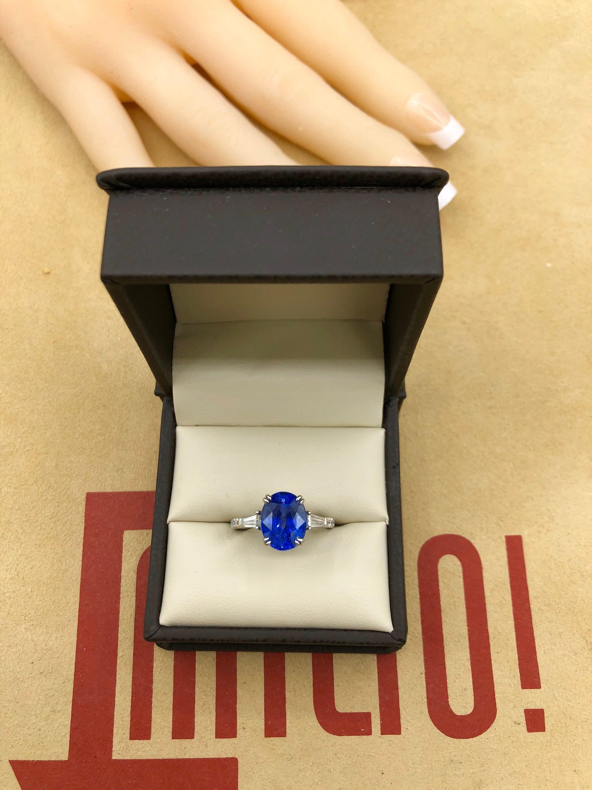 Emilio Jewelry 5.07 Carat Certified Ceylon Sapphire Diamond Ring