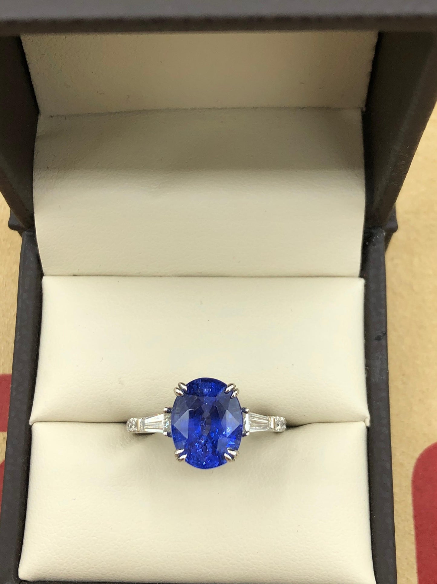 Emilio Jewelry 5.07 Carat Certified Ceylon Sapphire Diamond Ring