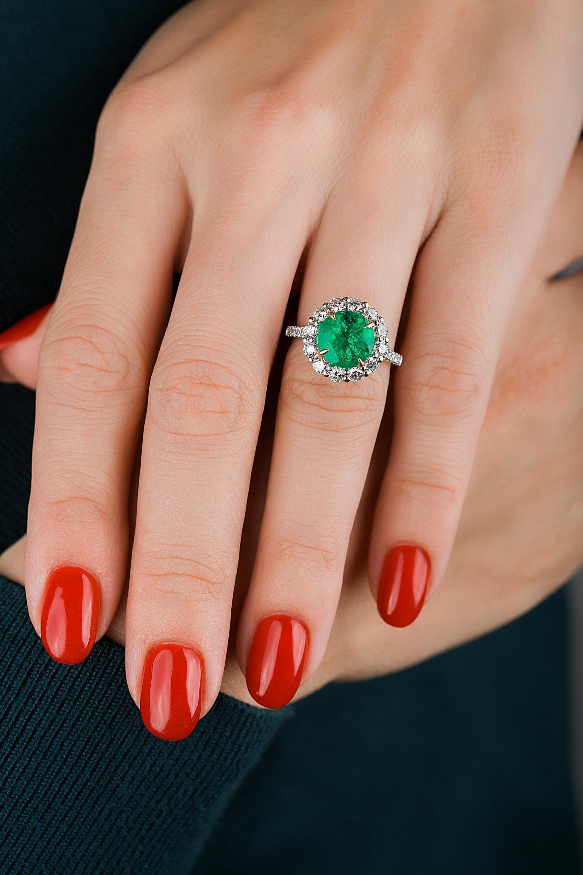 Emilio Jewelry 5.46 Carat Certified Colombian Emerald Diamond Ring