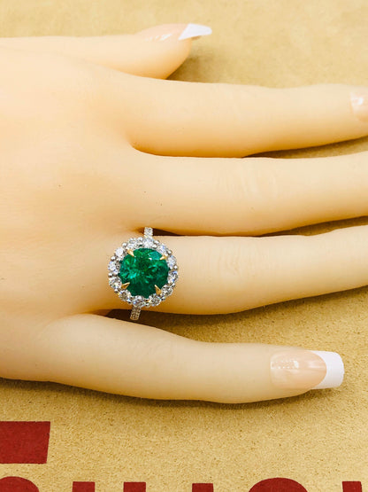 Emilio Jewelry 5.46 Carat Certified Colombian Emerald Diamond Ring