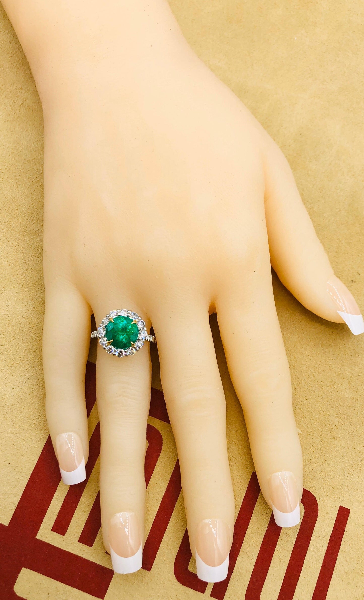 Emilio Jewelry 5.46 Carat Certified Colombian Emerald Diamond Ring