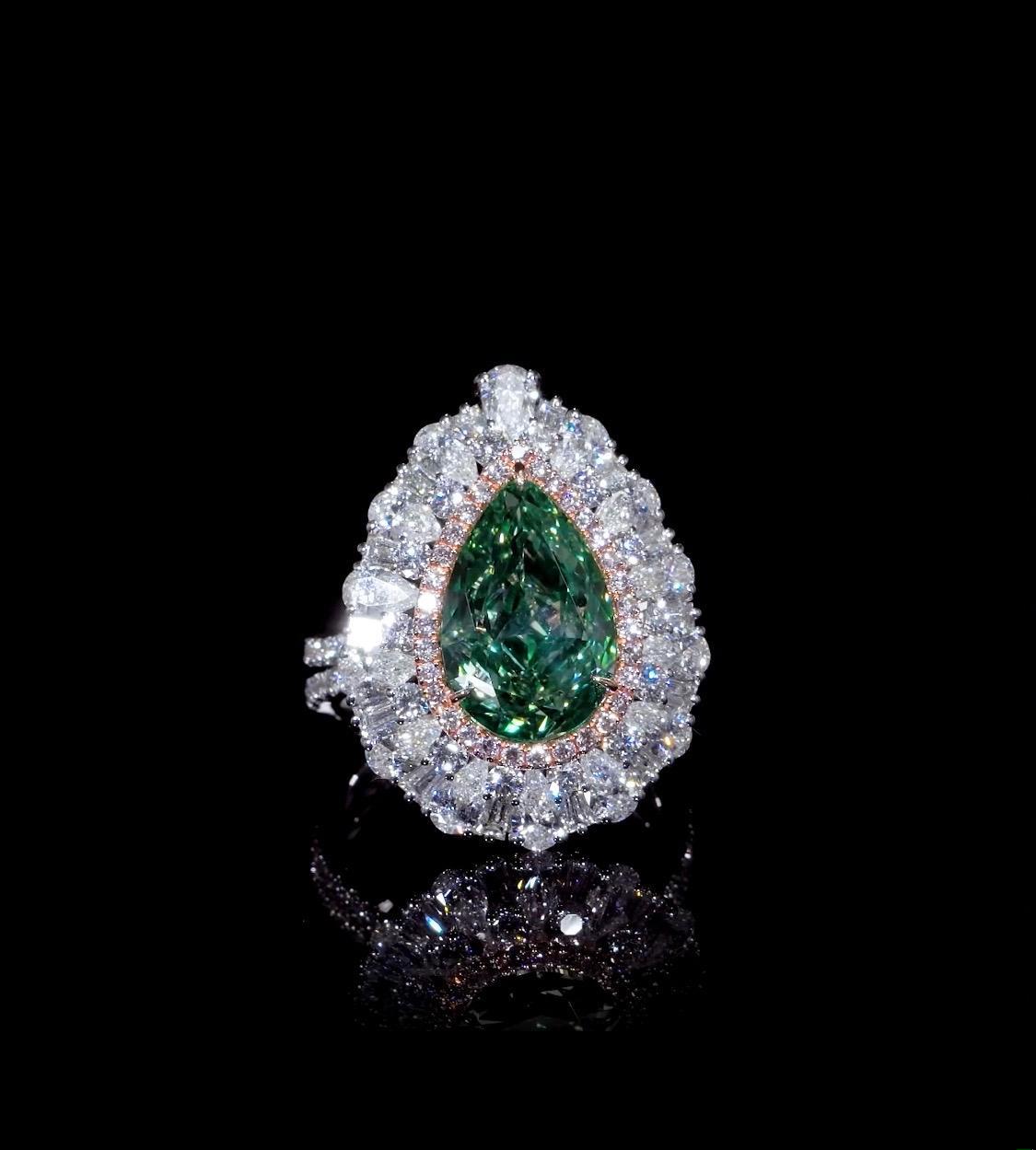 Emilio Jewelry 5.50 Carat GIA Certified Fancy Greenish Yellow Diamond Ring