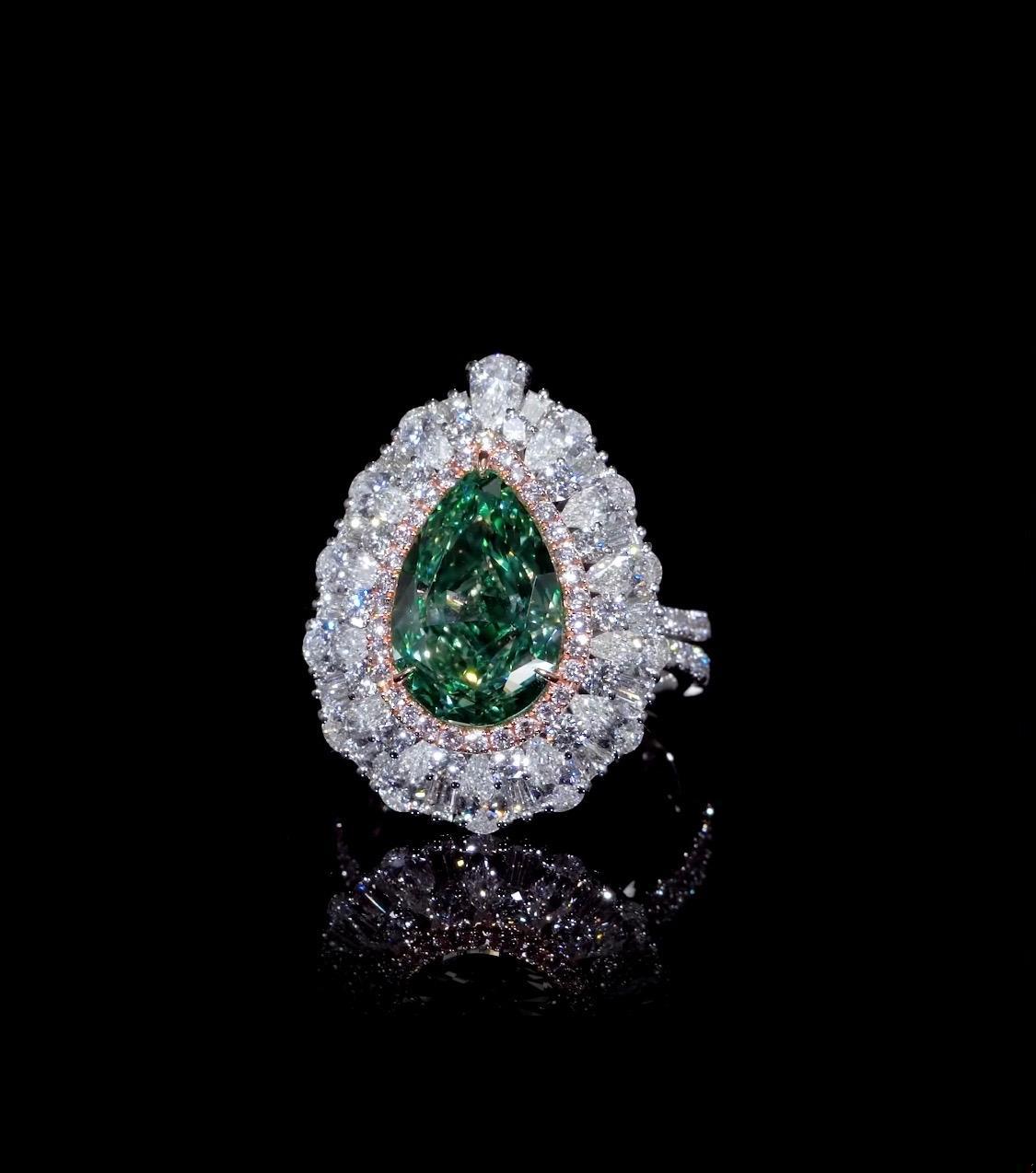 Emilio Jewelry 5.50 Carat GIA Certified Fancy Greenish Yellow Diamond Ring
