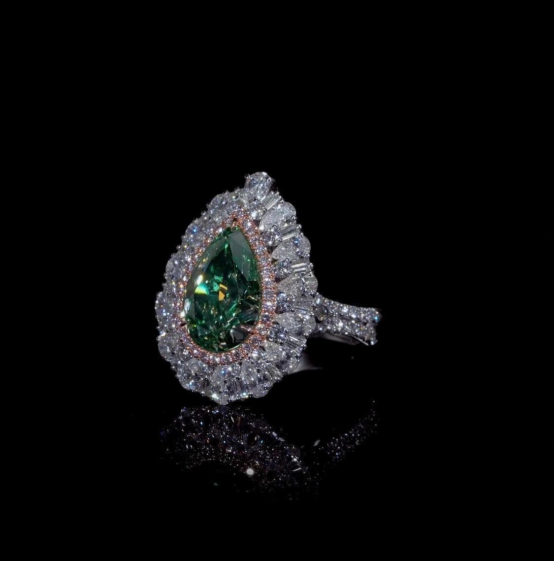 Emilio Jewelry 5.50 Carat GIA Certified Fancy Greenish Yellow Diamond Ring