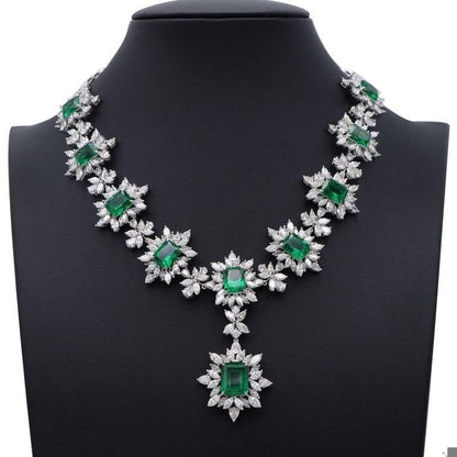 Emilio Jewelry 100 Carat Emerald Diamond Necklace