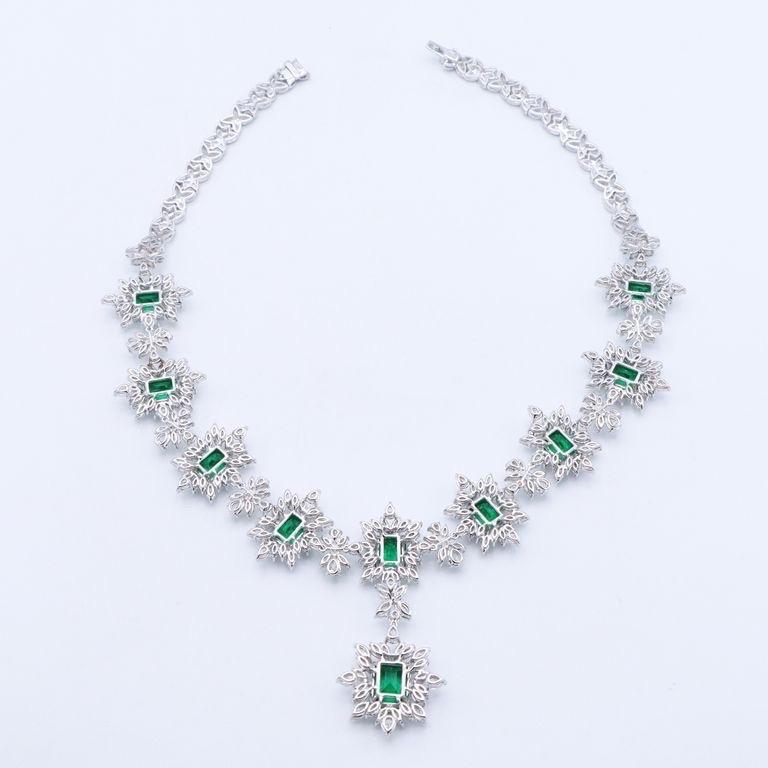 Emilio Jewelry 100 Carat Emerald Diamond Necklace