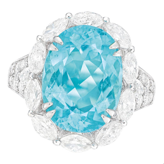 Emilio Jewelry 6.57 Carat Certified Natural Paraiba Ring