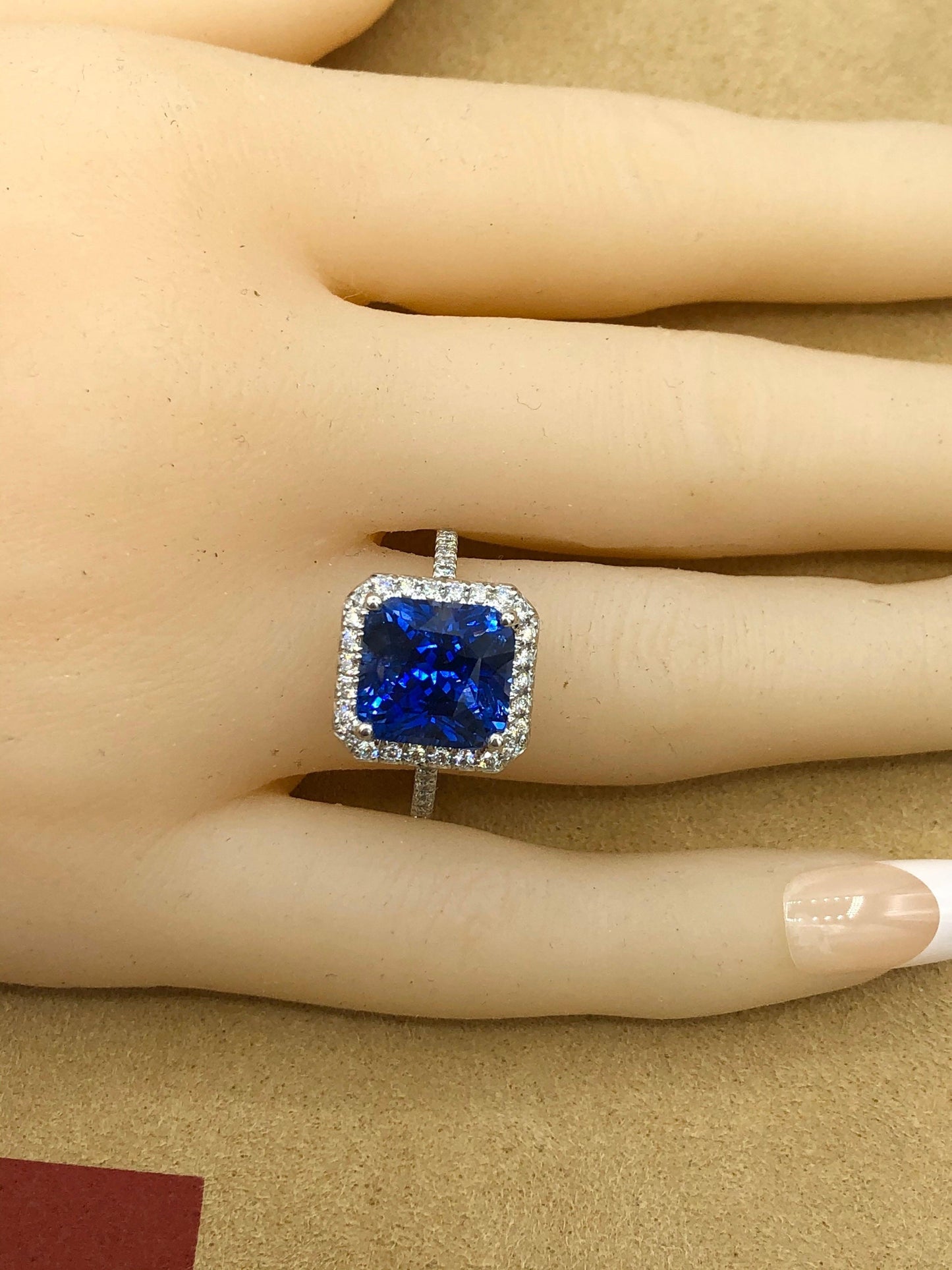 Emilio Jewelry 7.69 Carat AGL Certified Radiant Sapphire Diamond Ring