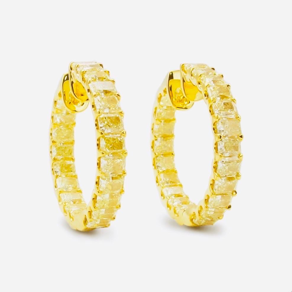 Emilio Jewelry 8.64 Carat Yellow Diamond Hoop Earrings