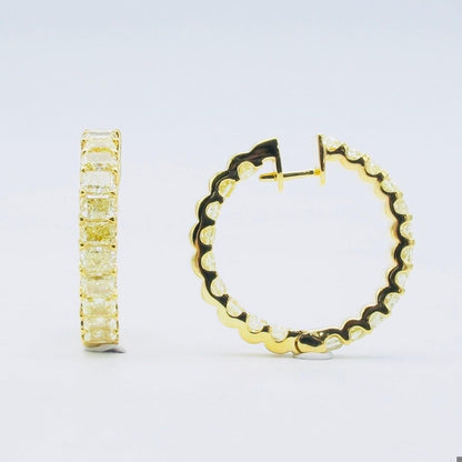 Emilio Jewelry 8.64 Carat Yellow Diamond Hoop Earrings