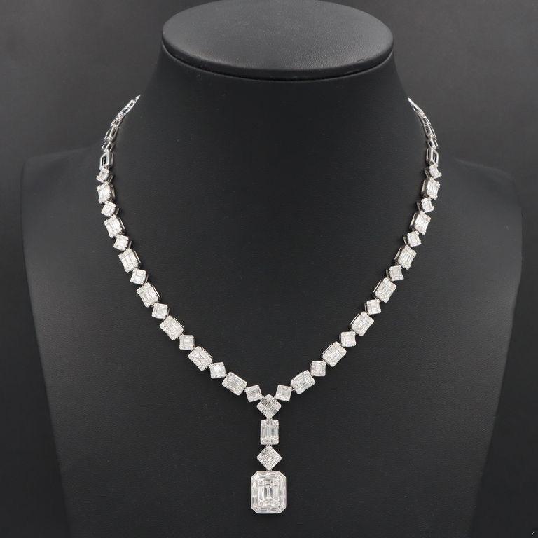 Emilio Jewelry 9.80 Carat Illusion Diamond Necklace