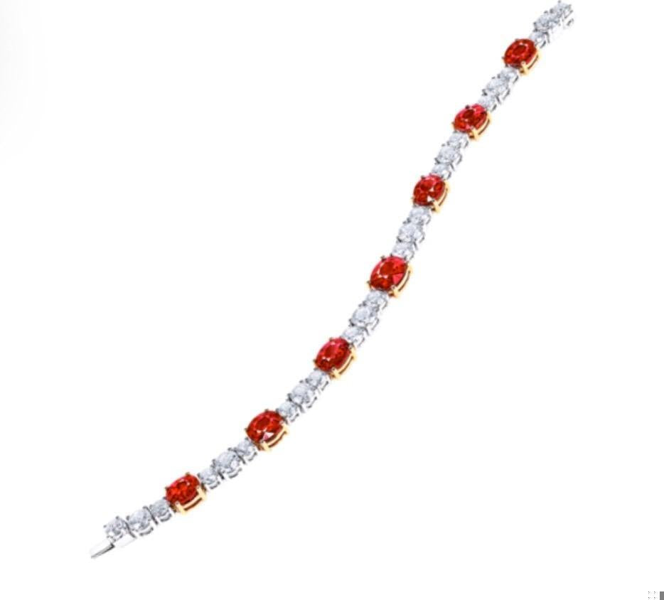 Emilio Jewelry Certified 14.30 Carat Natural No Heat Ruby Bracelet