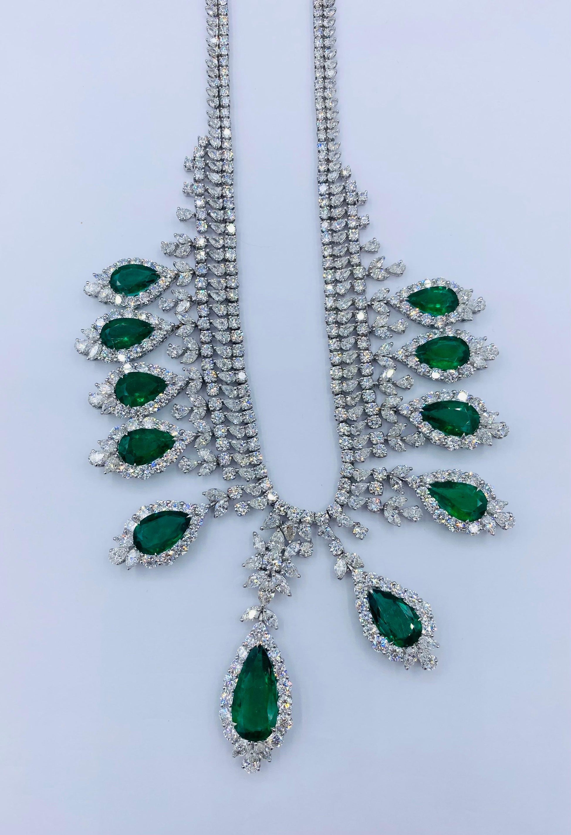 Emilio Jewelry Certified 168 Carat Royal Emerald Necklace And Earring Suite