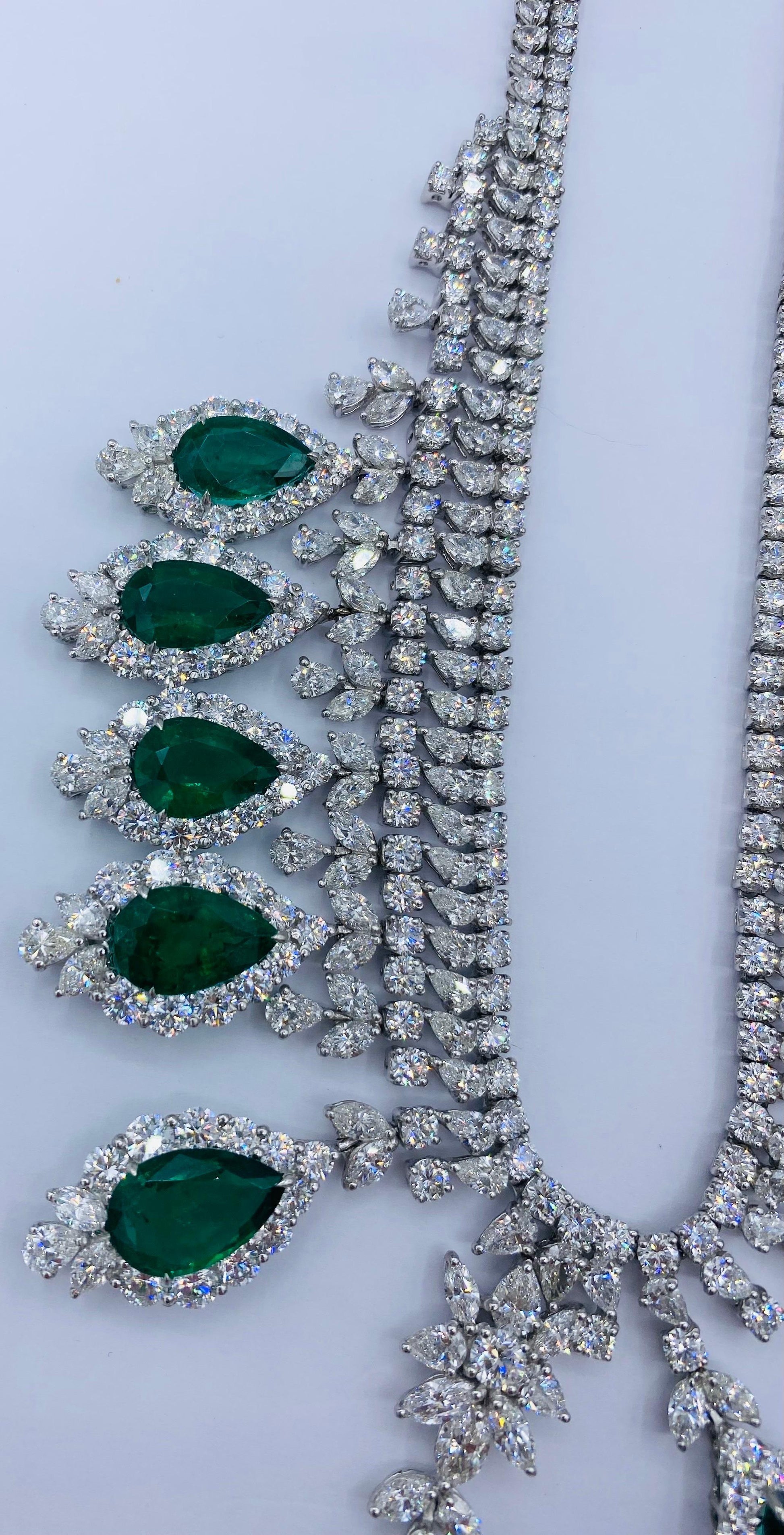 Emilio Jewelry Certified 168 Carat Royal Emerald Necklace And Earring Suite