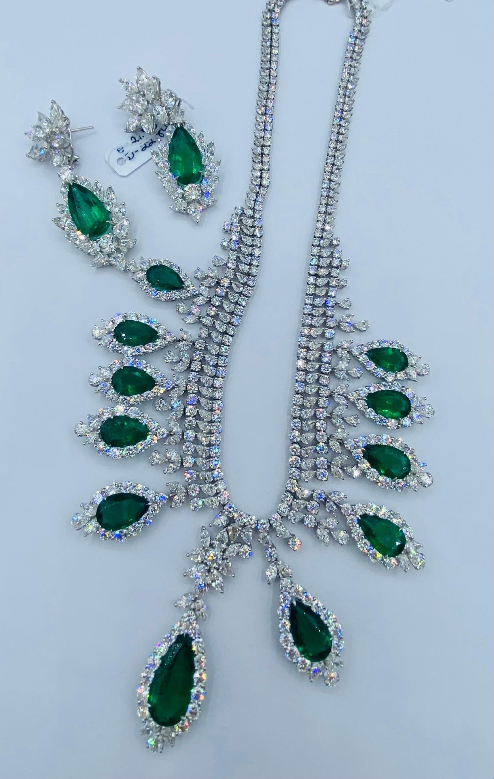 Emilio Jewelry Certified 168 Carat Royal Emerald Necklace And Earring Suite