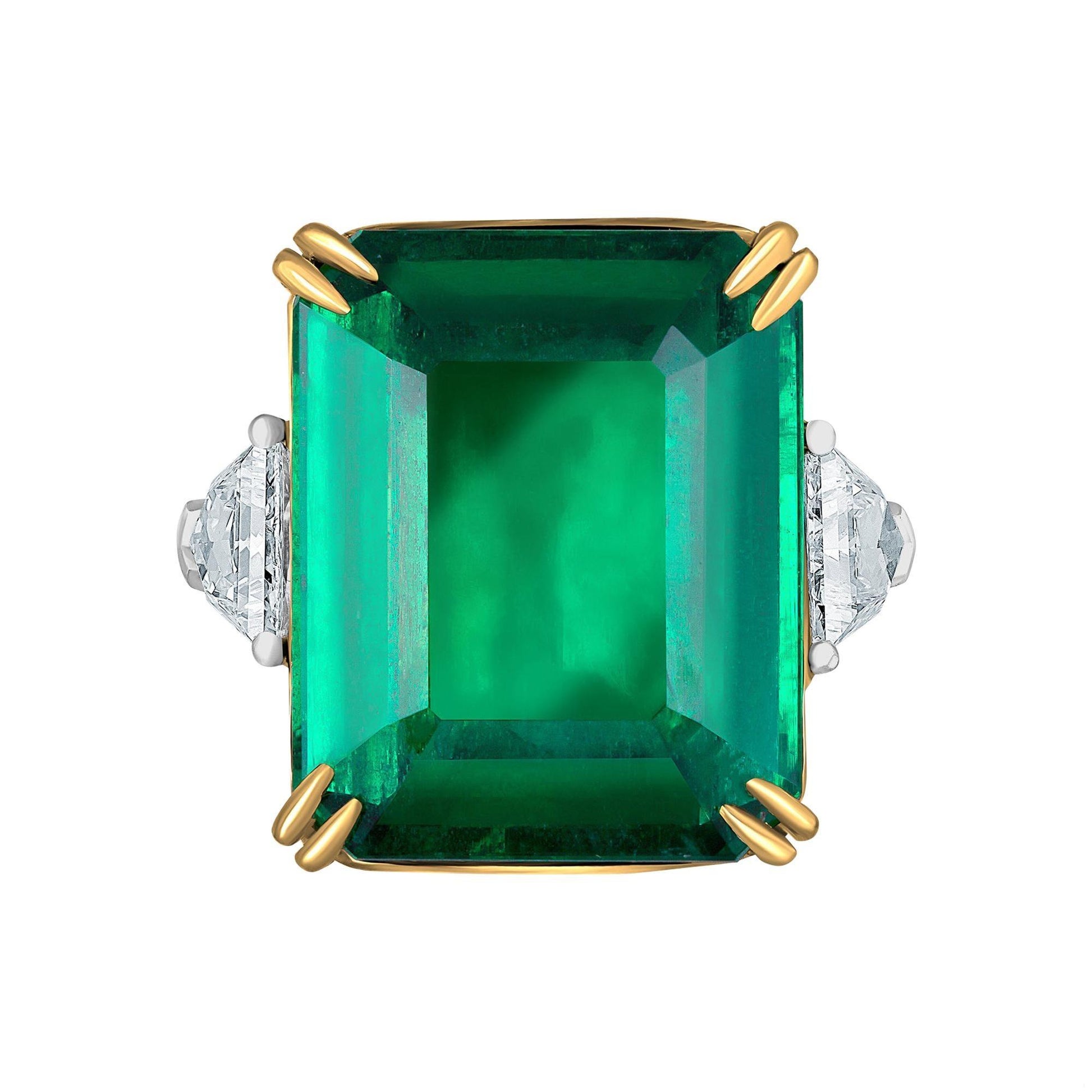 Emilio Jewelry Certified 19.21 Carat Emerald Diamond Ring