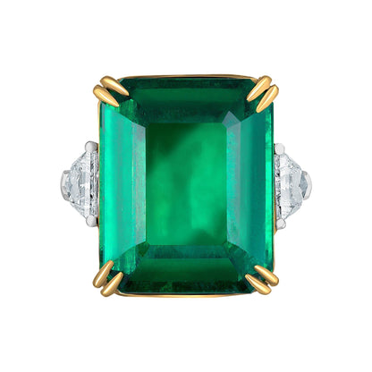 Emilio Jewelry Certified 19.21 Carat Emerald Diamond Ring