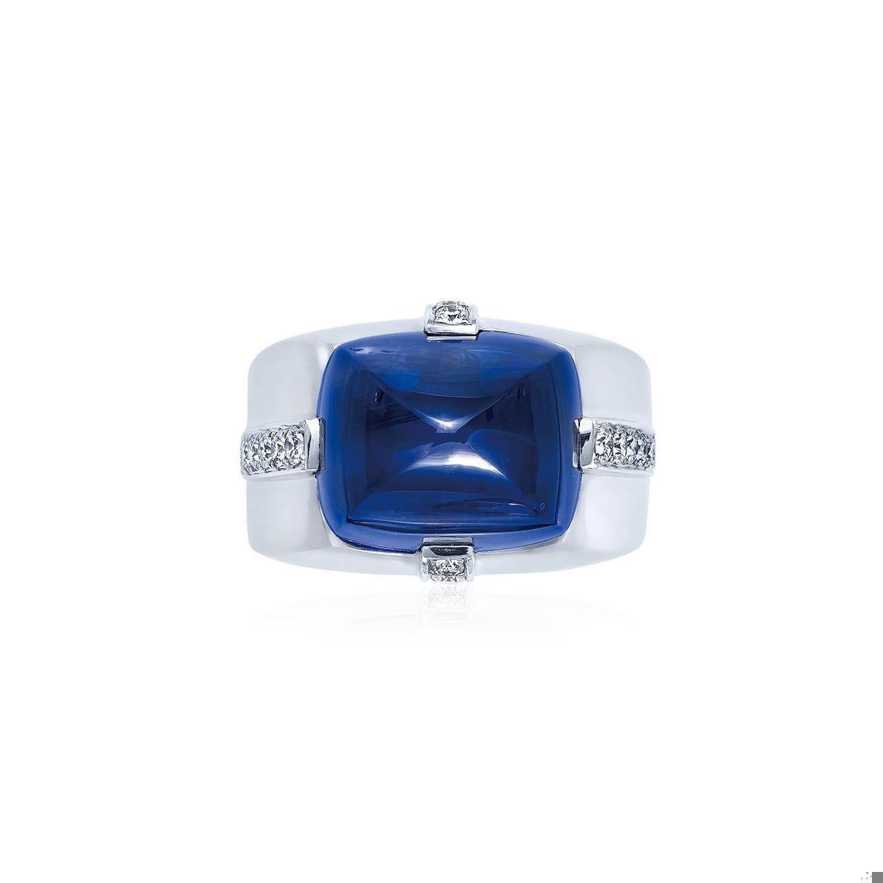 Emilio Jewelry Certified 20.00 Carat No Heat Sugar Loaf Sapphire Men’s Ring