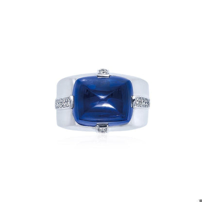 Emilio Jewelry Certified 20.00 Carat No Heat Sugar Loaf Sapphire Men’s Ring