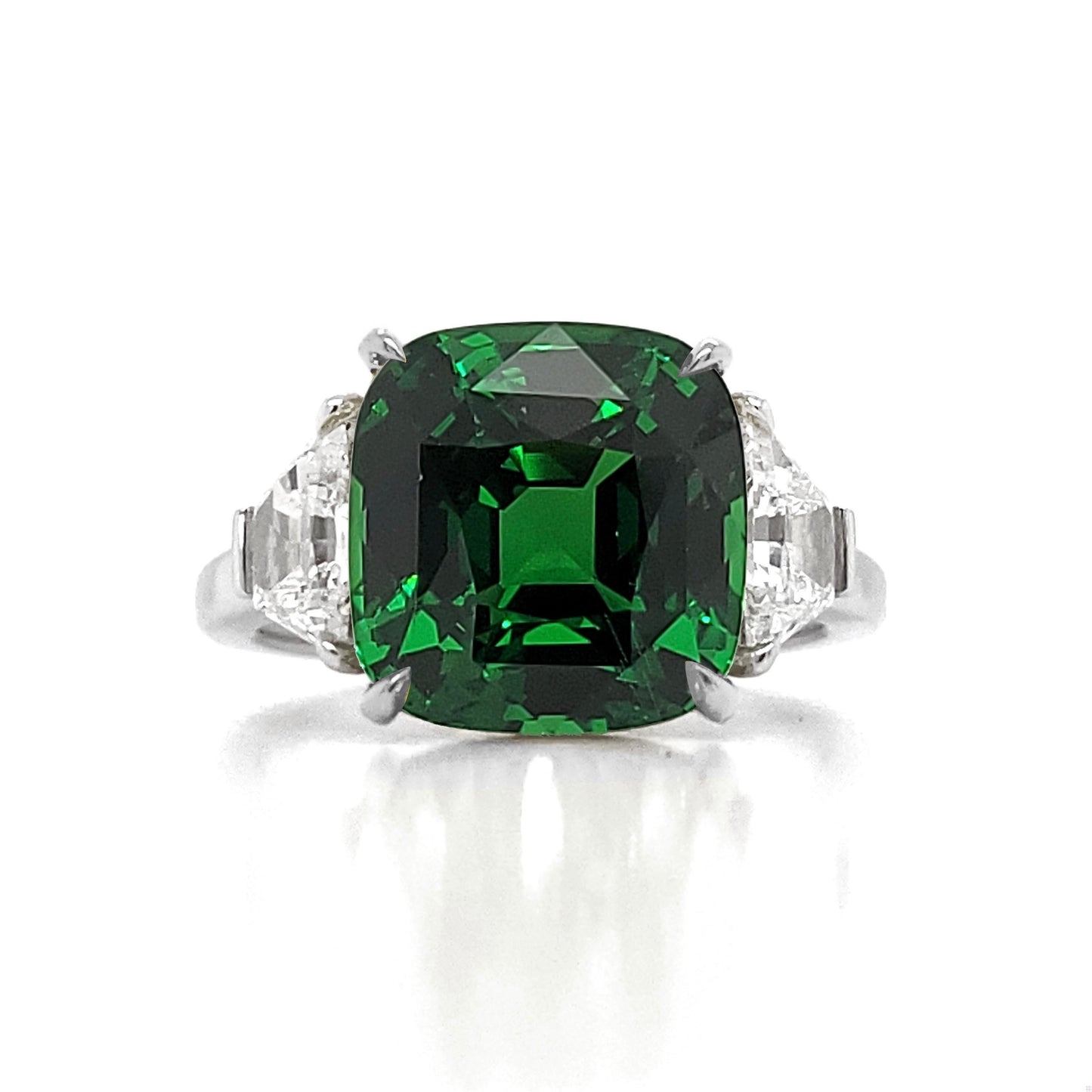 Emilio Jewelry Certified 5.75 Carat Vivid Green No Heat Tsavorite Ring