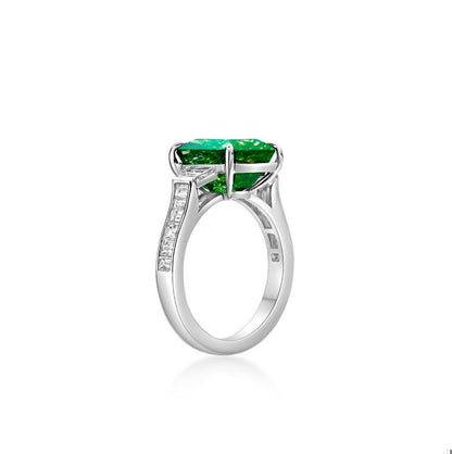 Emilio Jewelry Certified 5.94 Carat Vivid Green Muzo Colombian Emerald Ring