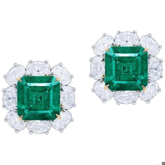 Emilio Jewelry Certified 6.00 Carat No Oil Muzo Colombian Emerald Earrings