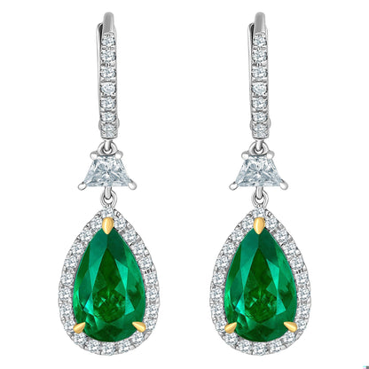 Emilio Jewelry Certified 6.70 Carat Vivid Green Colombian Emerald Earrings