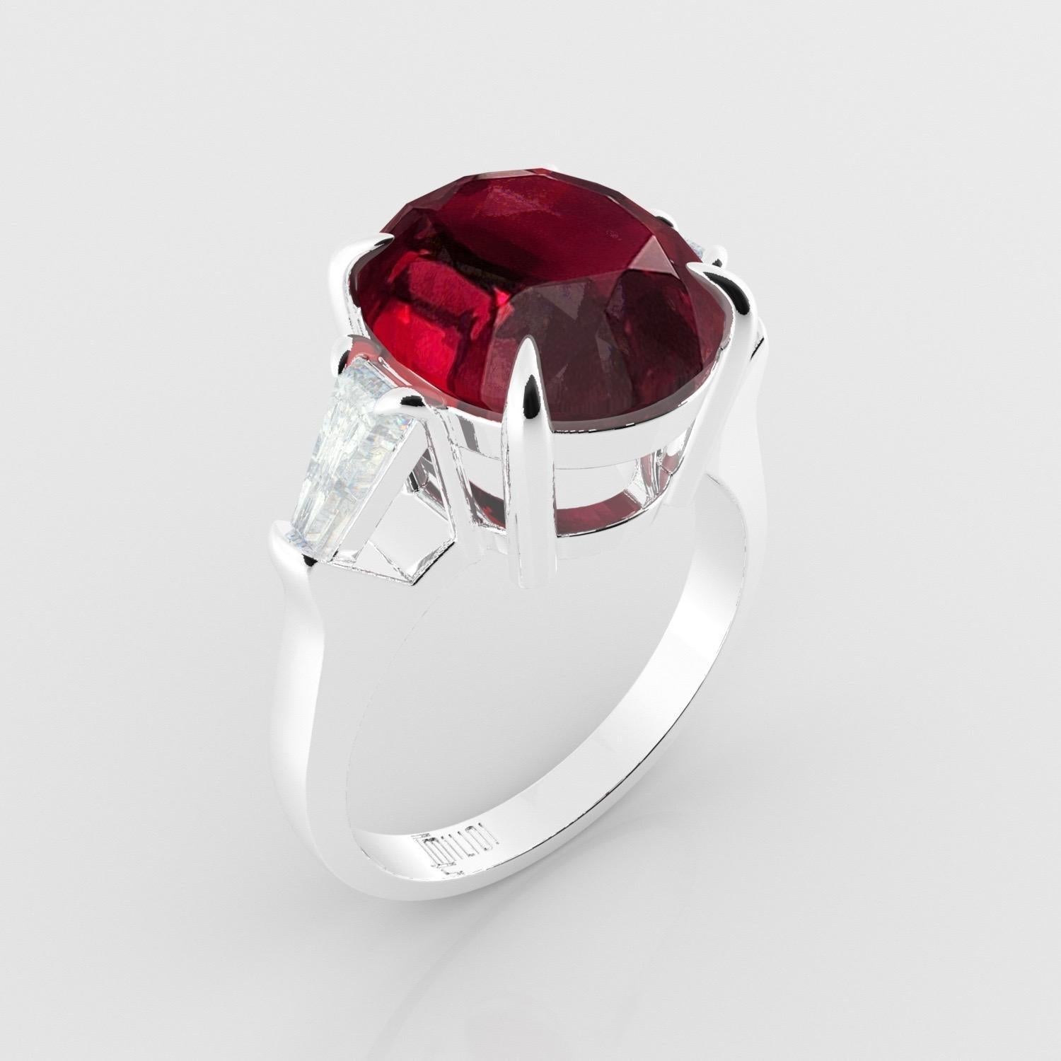 Emilio Jewelry Certified 6.90 Carat Ruby Diamond Ring