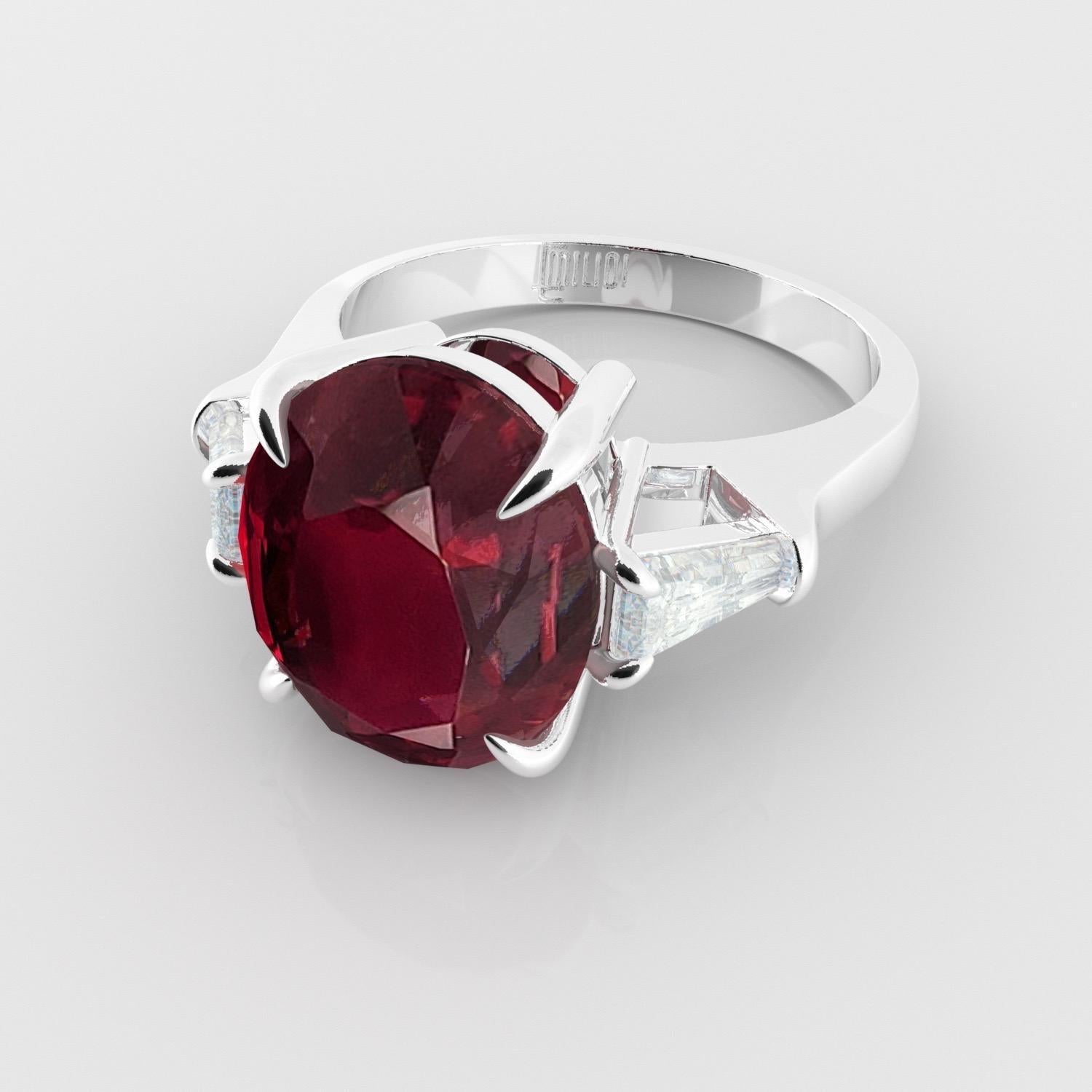 Emilio Jewelry Certified 6.90 Carat Ruby Diamond Ring
