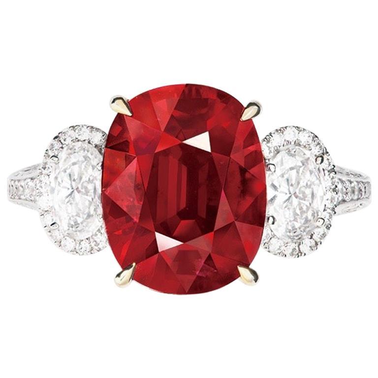 Emilio Jewelry Certified 7.00 Carat Natural Pigeons Blood Ruby Ring