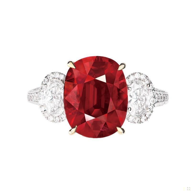 Emilio Jewelry Certified 7.00 Carat Natural Pigeons Blood Ruby Ring