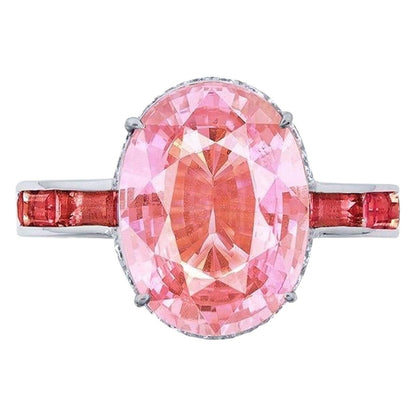 Emilio Jewelry Certified 8.20 Carat Padparadscha Ring