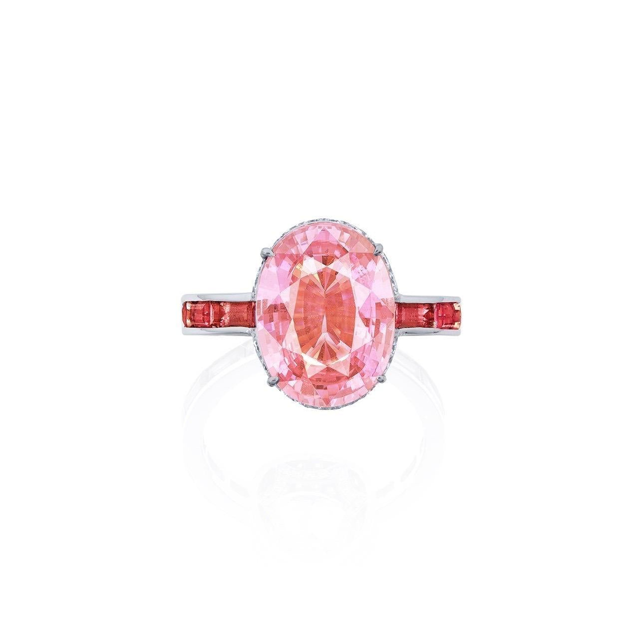 Emilio Jewelry Certified 8.20 Carat Padparadscha Ring