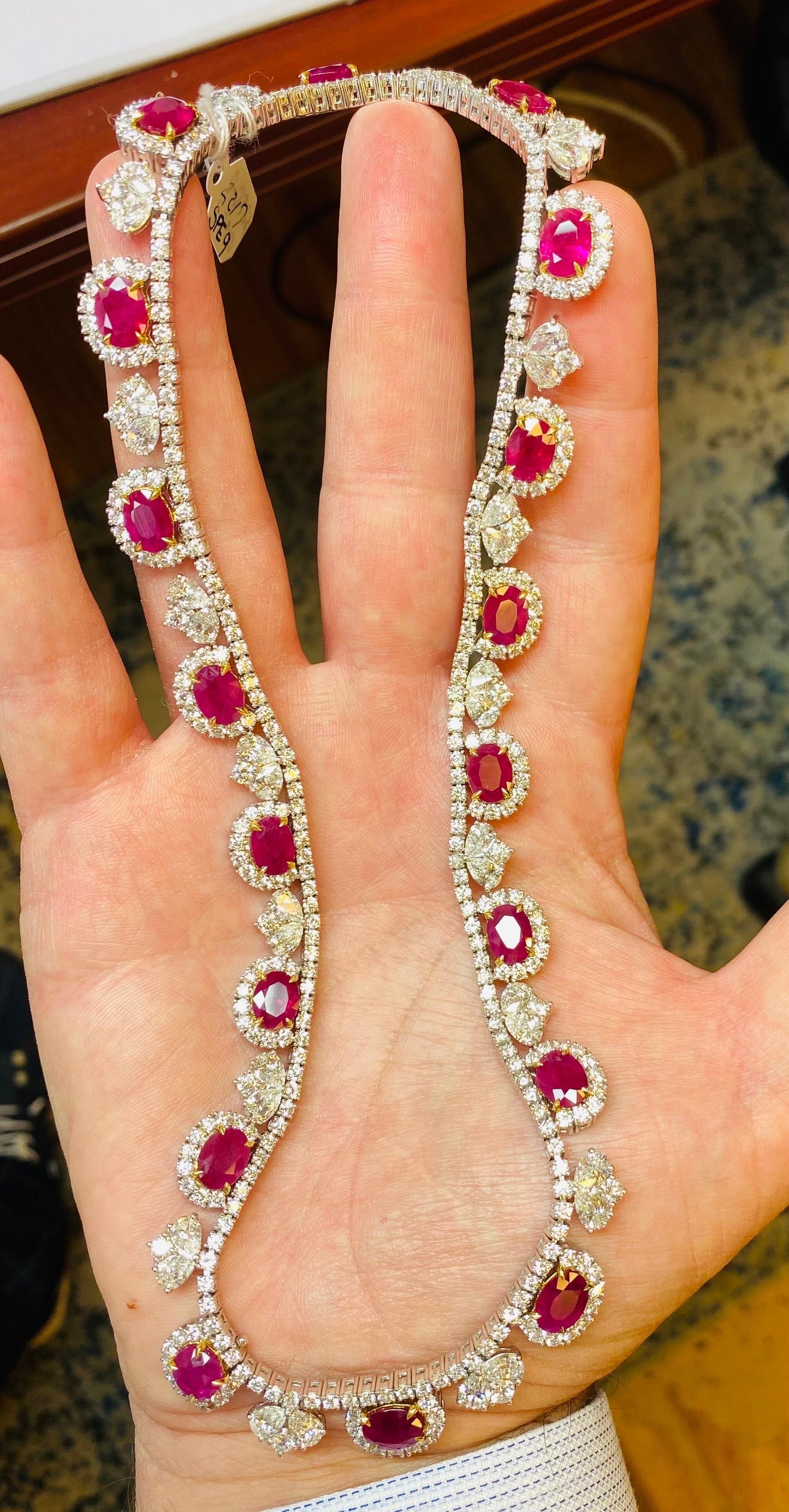 Emilio Jewelry Certified 95.00 Carat Burma Ruby Necklace And Bracelet Set