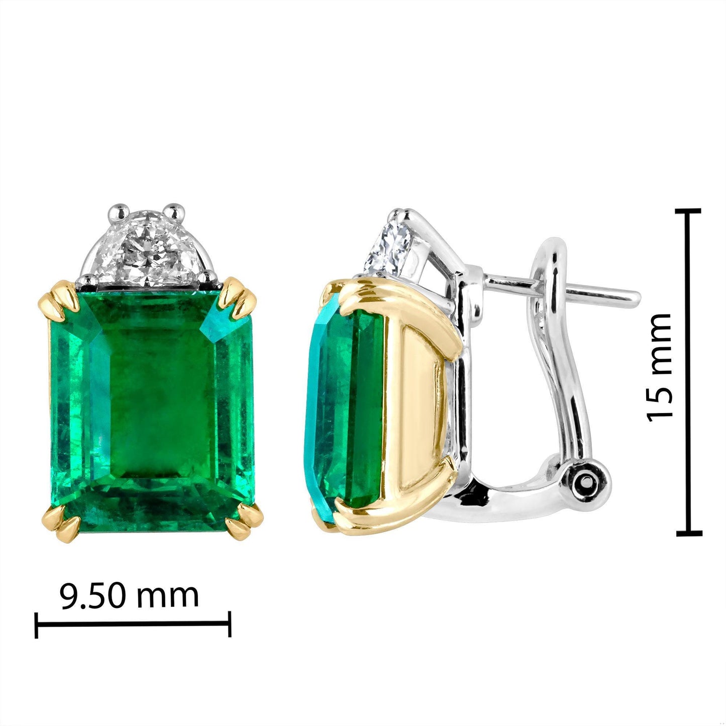 Emilio Jewelry Certified 9.65 Carat Genuine Emerald Diamond Platinum Earrings
