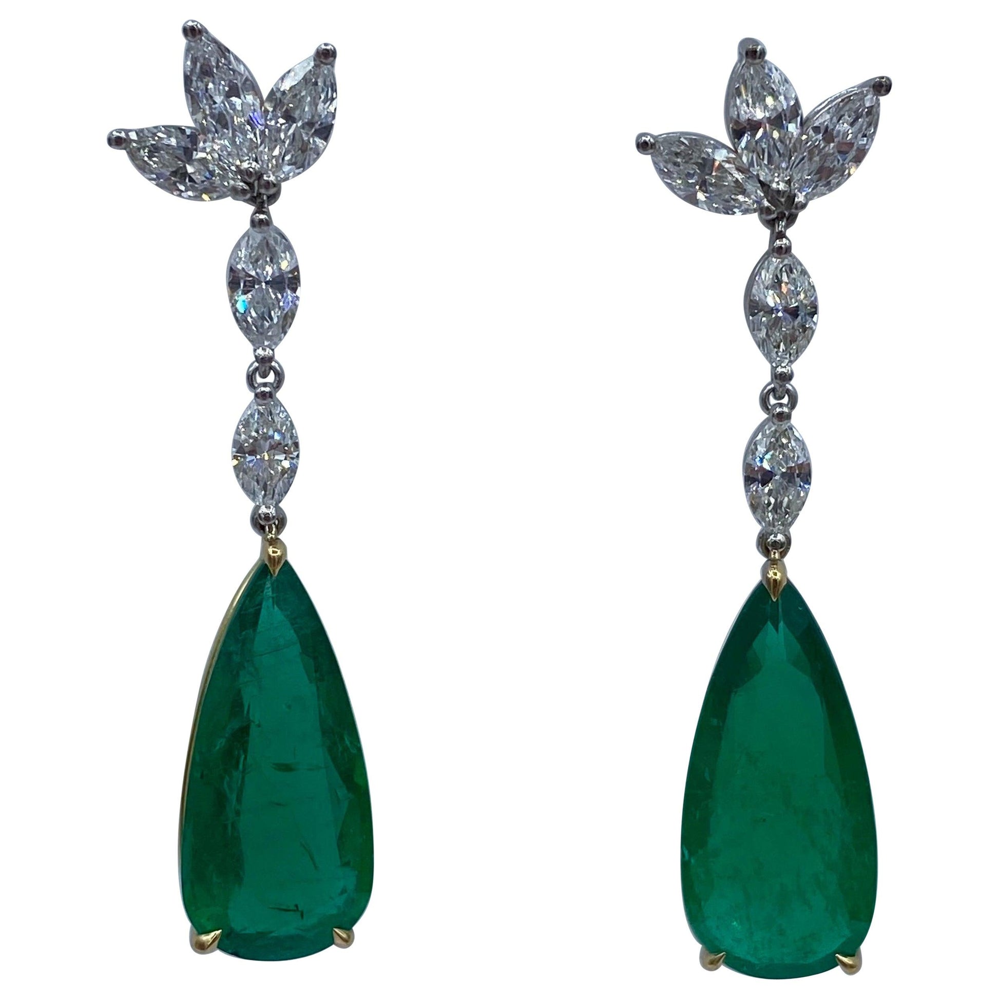 Emilio Jewelry Certified Vivid Green Emerald Drop Earring