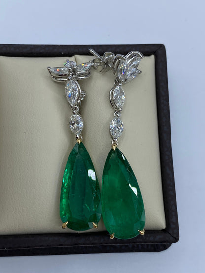 Emilio Jewelry Certified Vivid Green Emerald Drop Earring