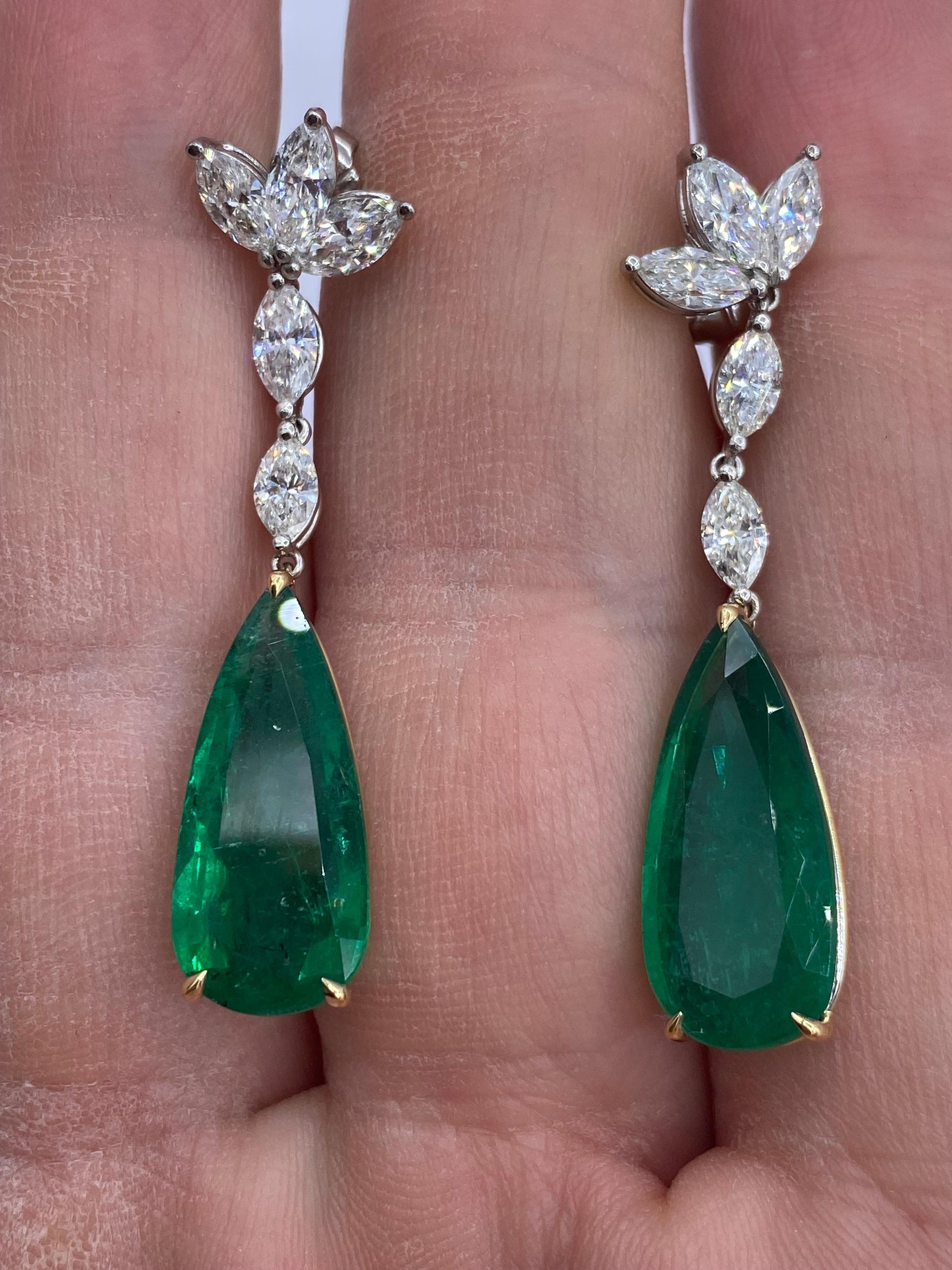 Emilio Jewelry Certified Vivid Green Emerald Drop Earring