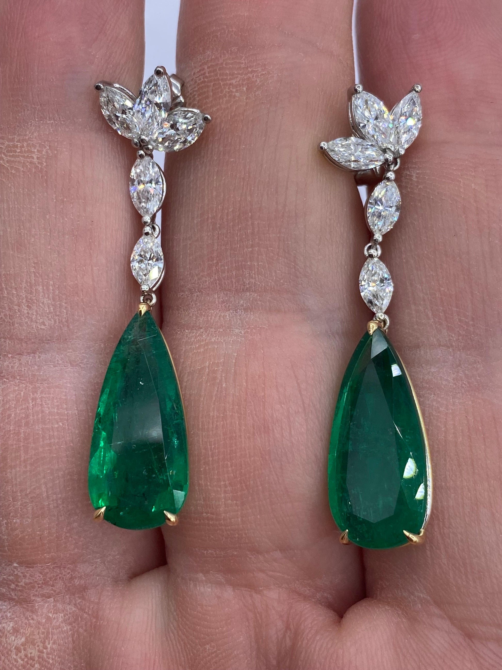 Emilio Jewelry Certified Vivid Green Emerald Drop Earring